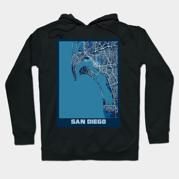 San Diego - United States Peace City Map Hoodie by tienstencil